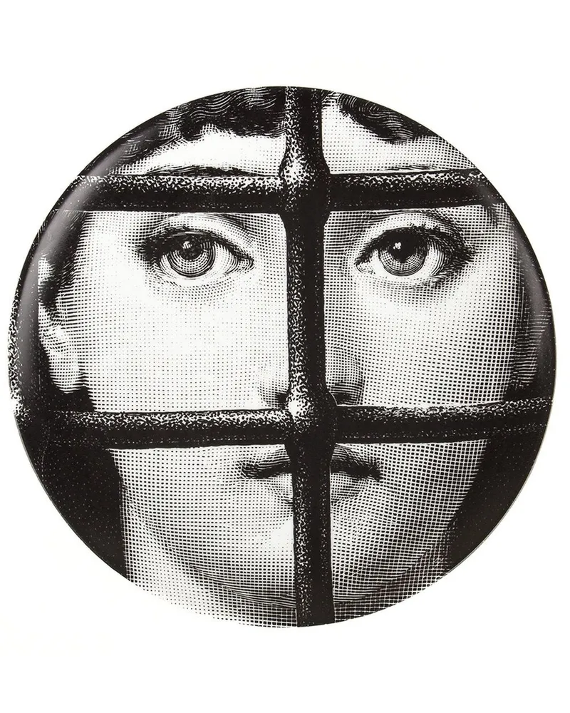 Fornasetti Teller mit Print Schwarz