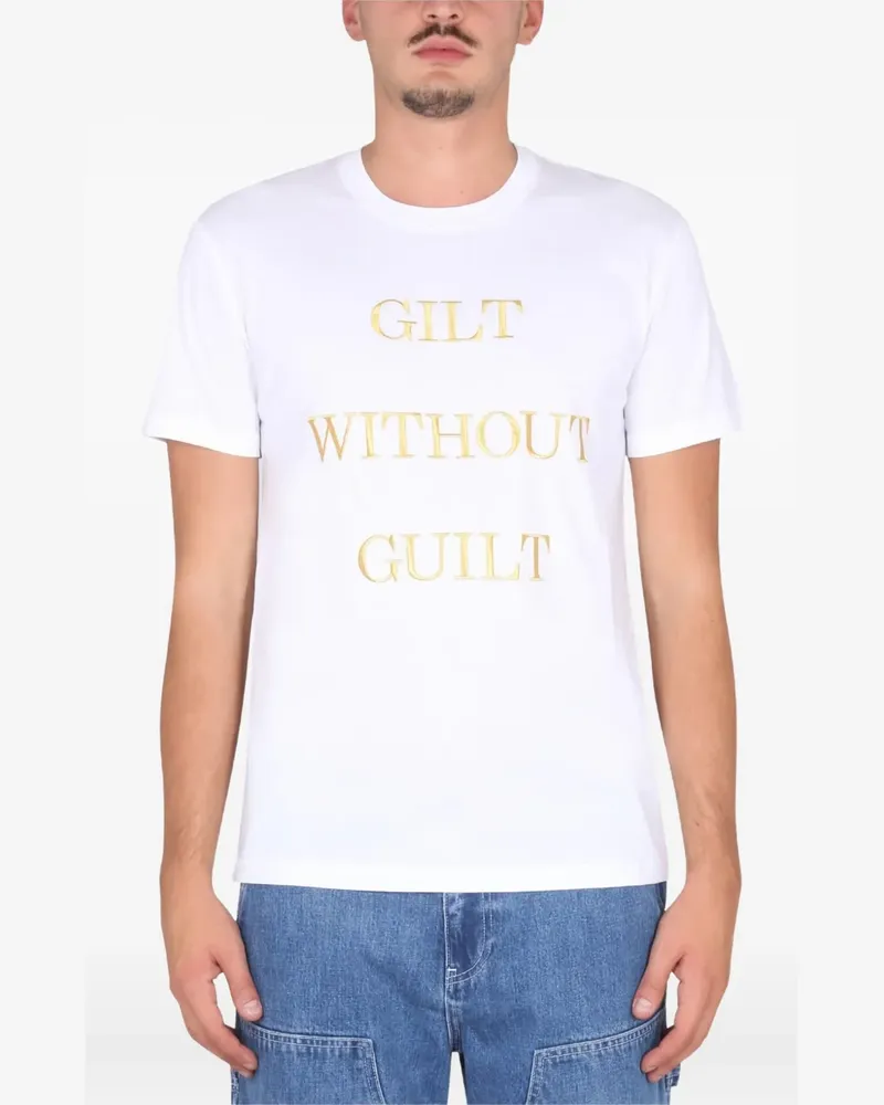 Moschino lettering-embroidered T-shirt - Weiß Weiß