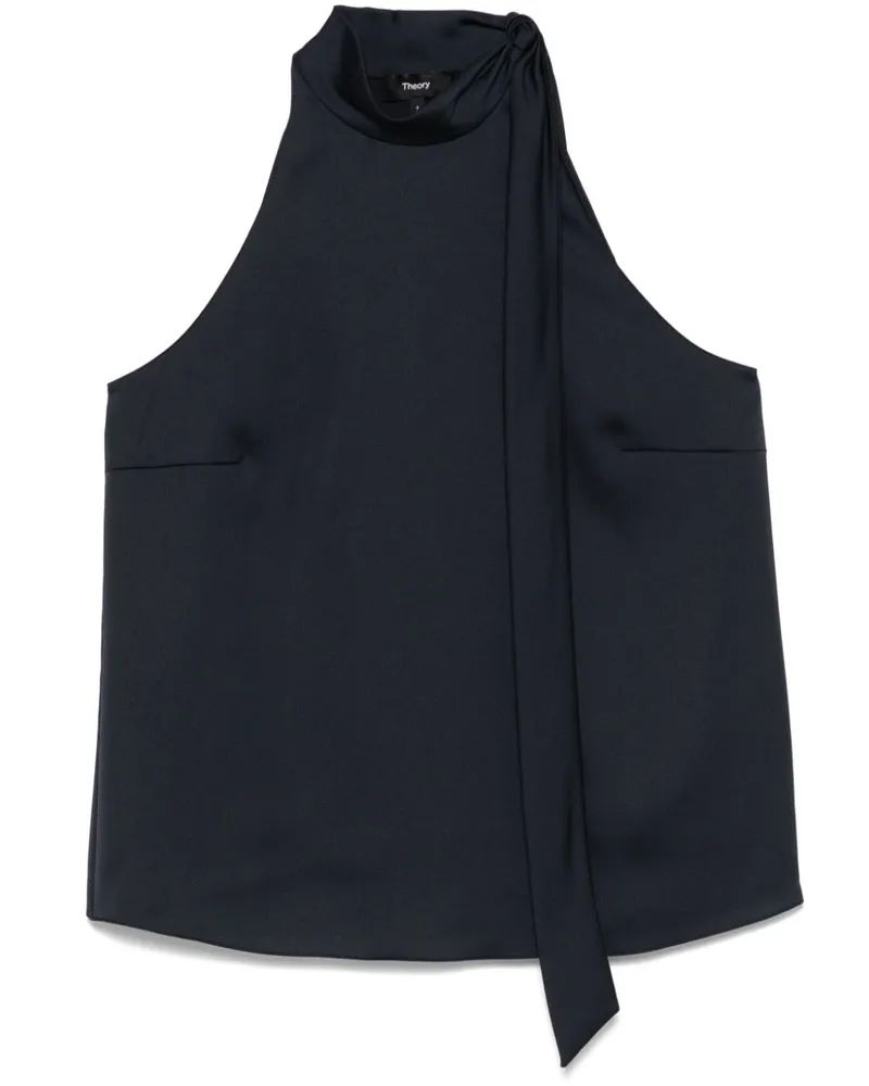 Theory Neckholder-Top aus strukturiertem Satin - Blau Blau
