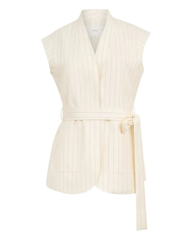Clea Payne belted striped vest - Nude Nude