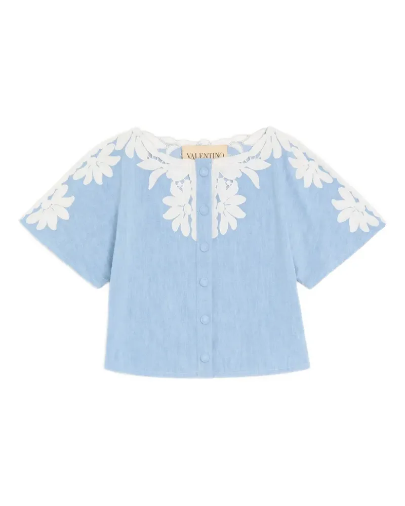Valentino Garavani Hellblaues, besticktes Jeanshemd Blau