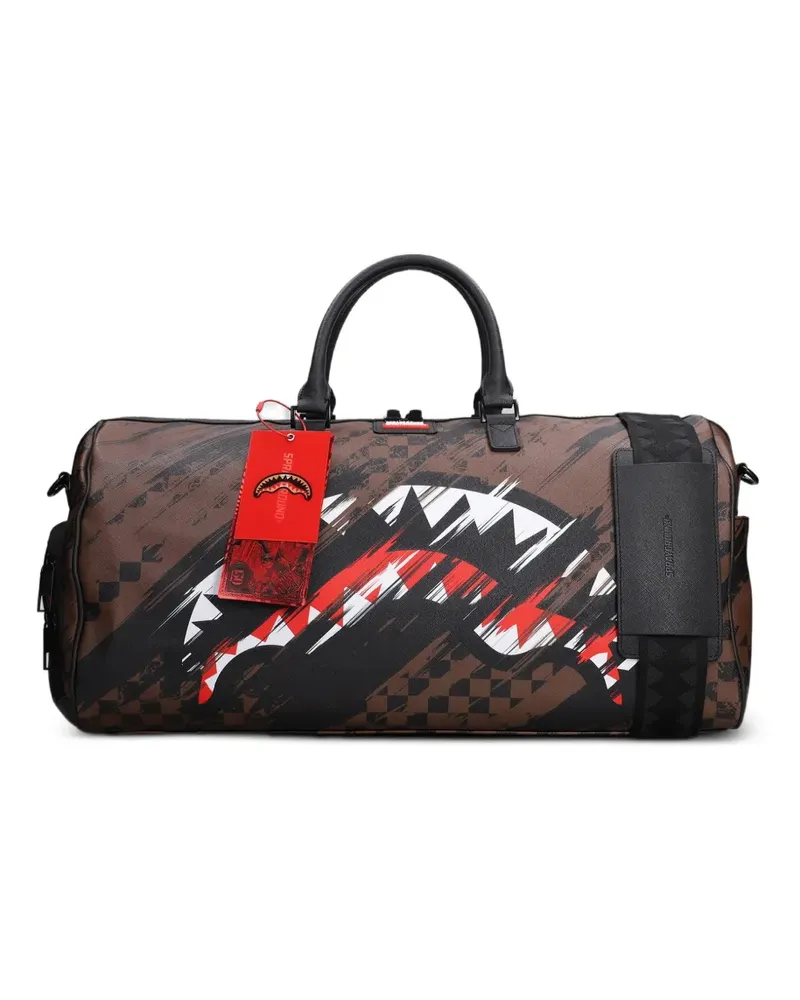 Sprayground shark-print checkered duffle bag - Braun Braun