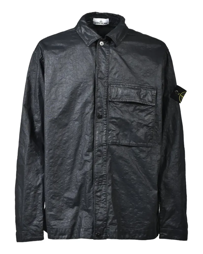 Stone Island garment-dyed snap-button shirt - Schwarz Schwarz
