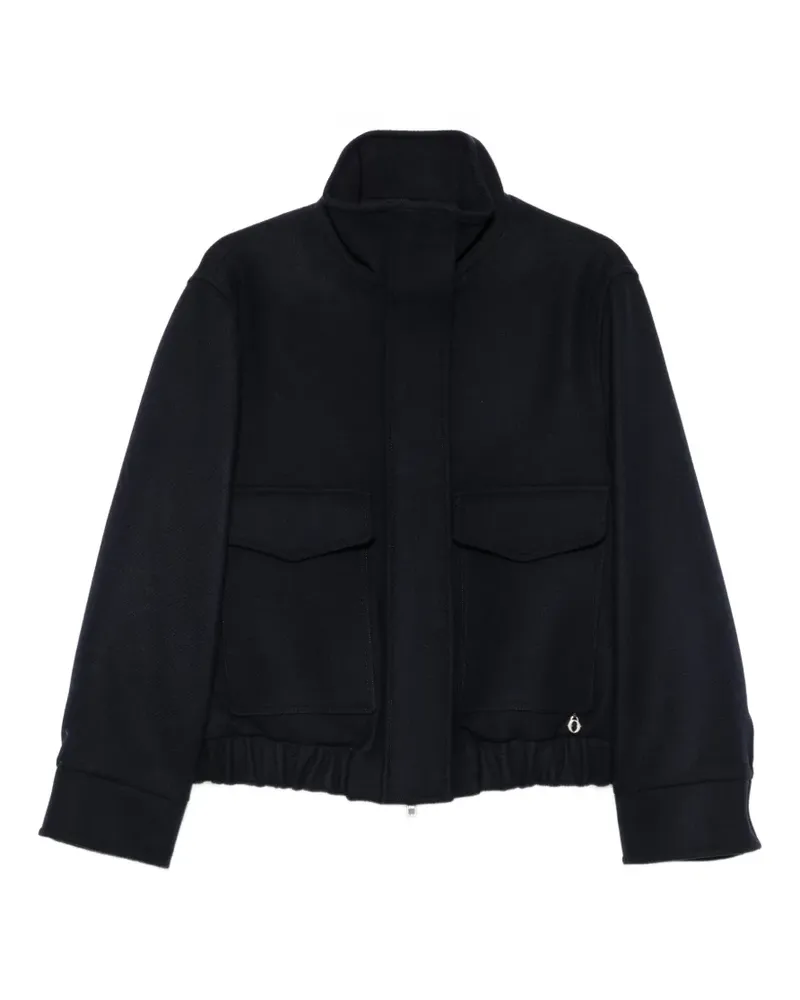 ottod’Ame Stehkragen-Jacke mit elastischem Saum - Blau Blau