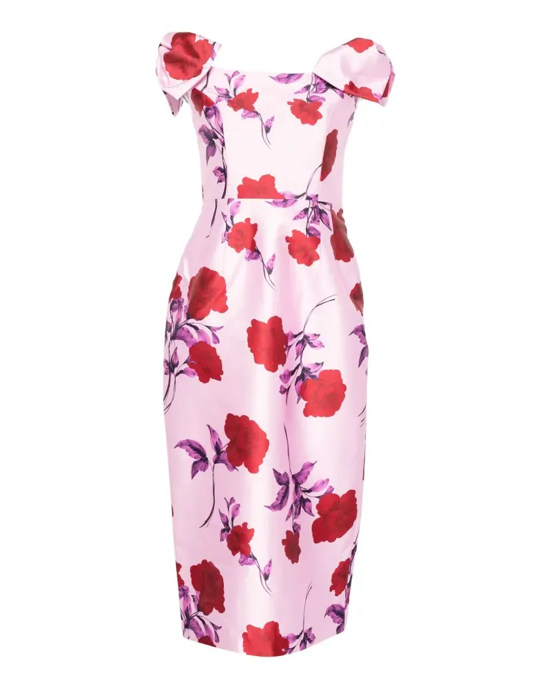 Rebecca Vallance Melora Blumenprint-Midikleid mit Schleifendetail - Rosa Rosa