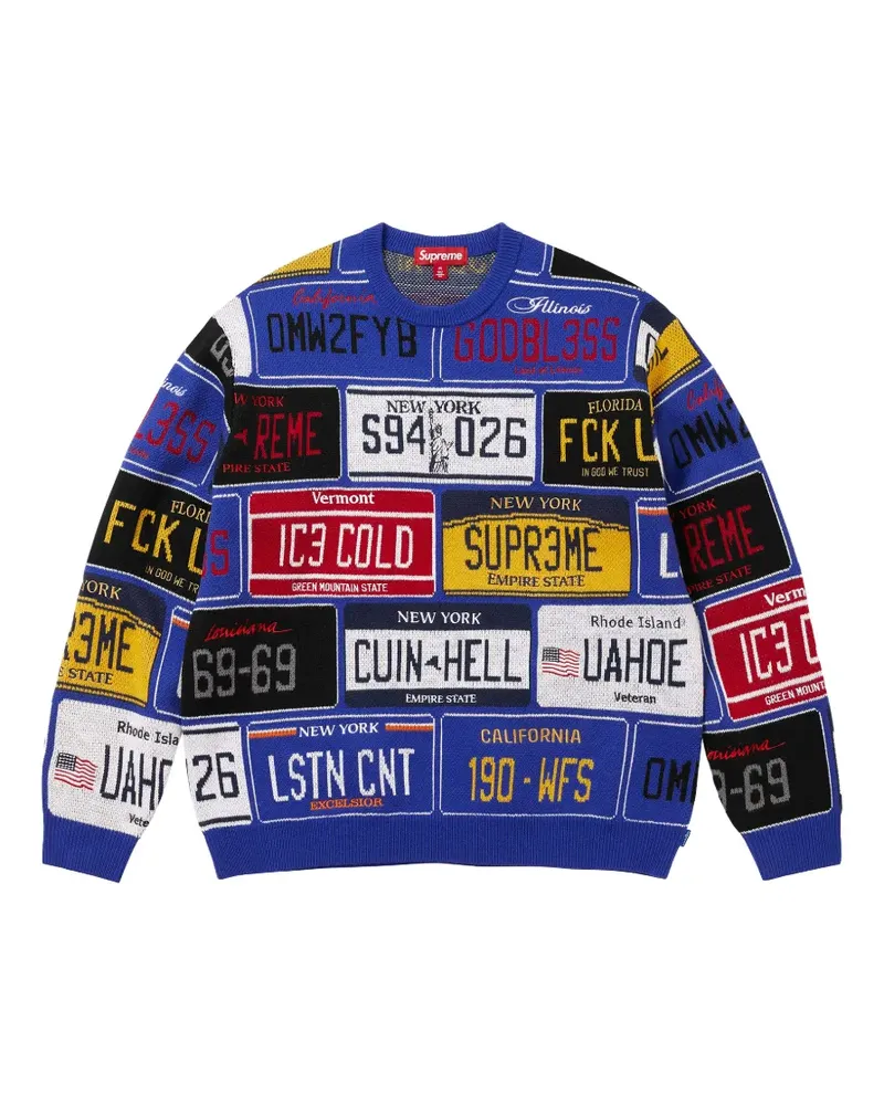 Supreme Being Pullover mit Nummernschild-Print - Blau Blau