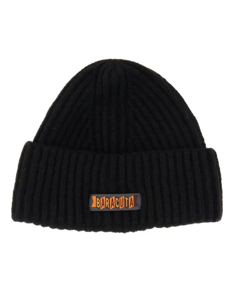 Baracuta Gerippte Beanie mit Logo-Patch - Schwarz Schwarz