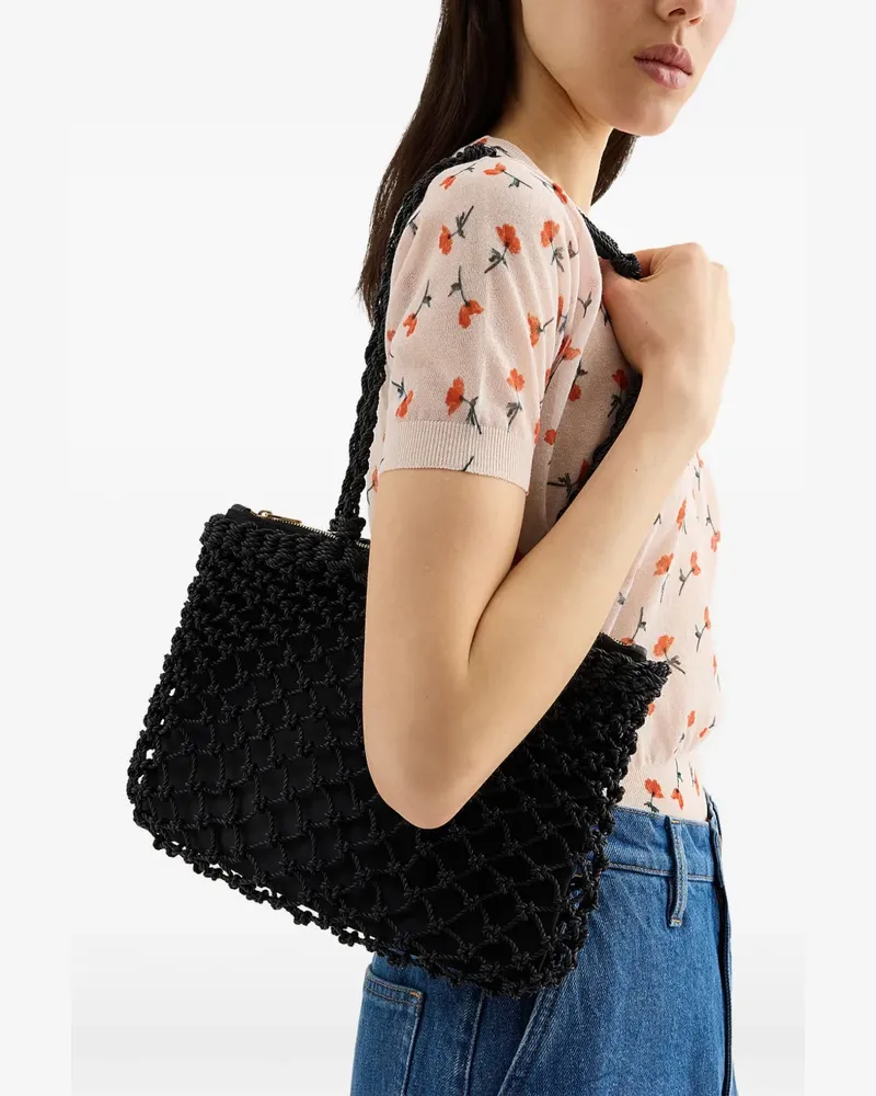 Jil Sander Schultertasche mit gehäkeltem Effekt - Schwarz Schwarz