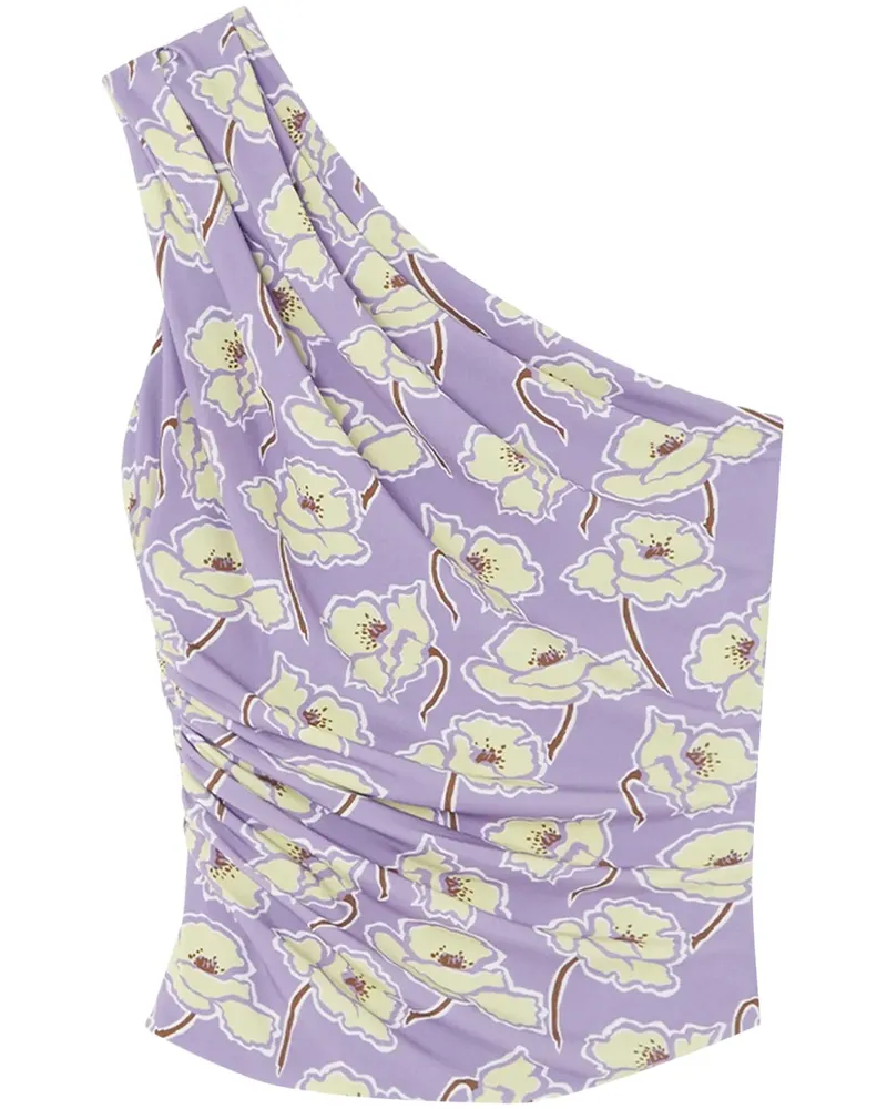 Versace Gerafftes Poppies One-Shoulder-Top - Violett Violett