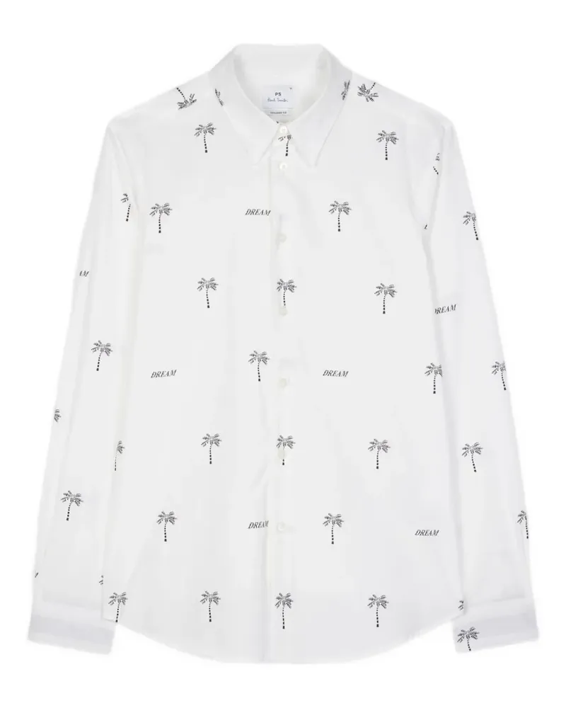 Paul Smith Hemd mit Palmen-Print - Weiß Weiß