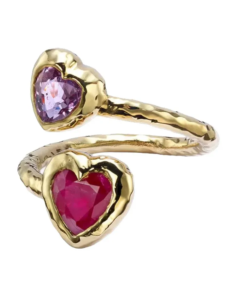 Octavia Elizabeth Moi and Toi pink sapphire and ruby ring - Gold Gold