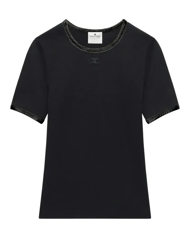 Courrèges vinyl-trim logo-patch T-shirt - Schwarz Schwarz
