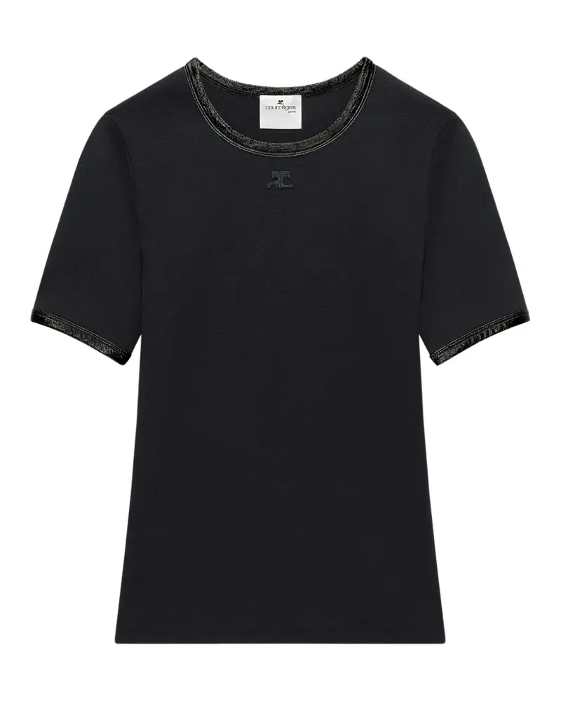 Courrèges T-Shirt mit Logo-Patch - Schwarz Schwarz