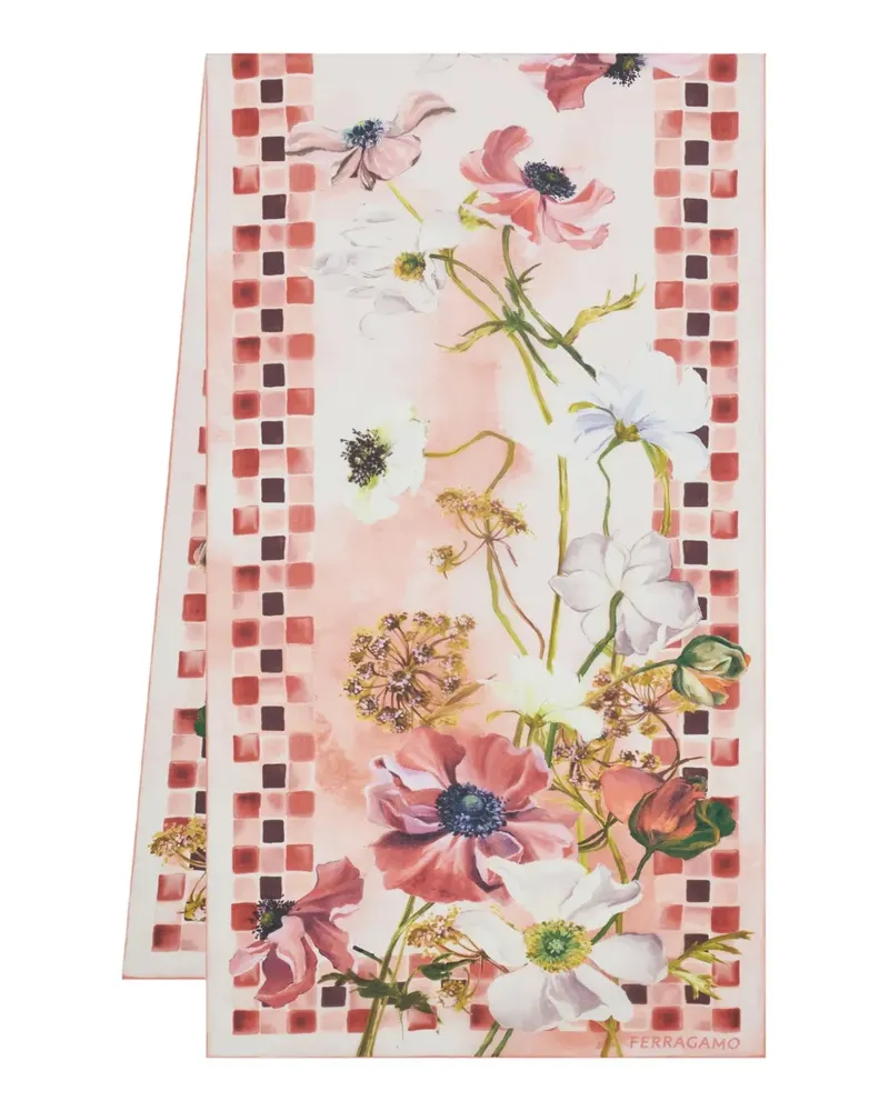 Ferragamo Seidenschal mit Fiori-Print - Rosa Rosa