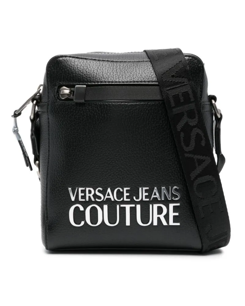 Versace Jeans Kuriertasche aus Faux-Leder mit Logo - Schwarz Schwarz