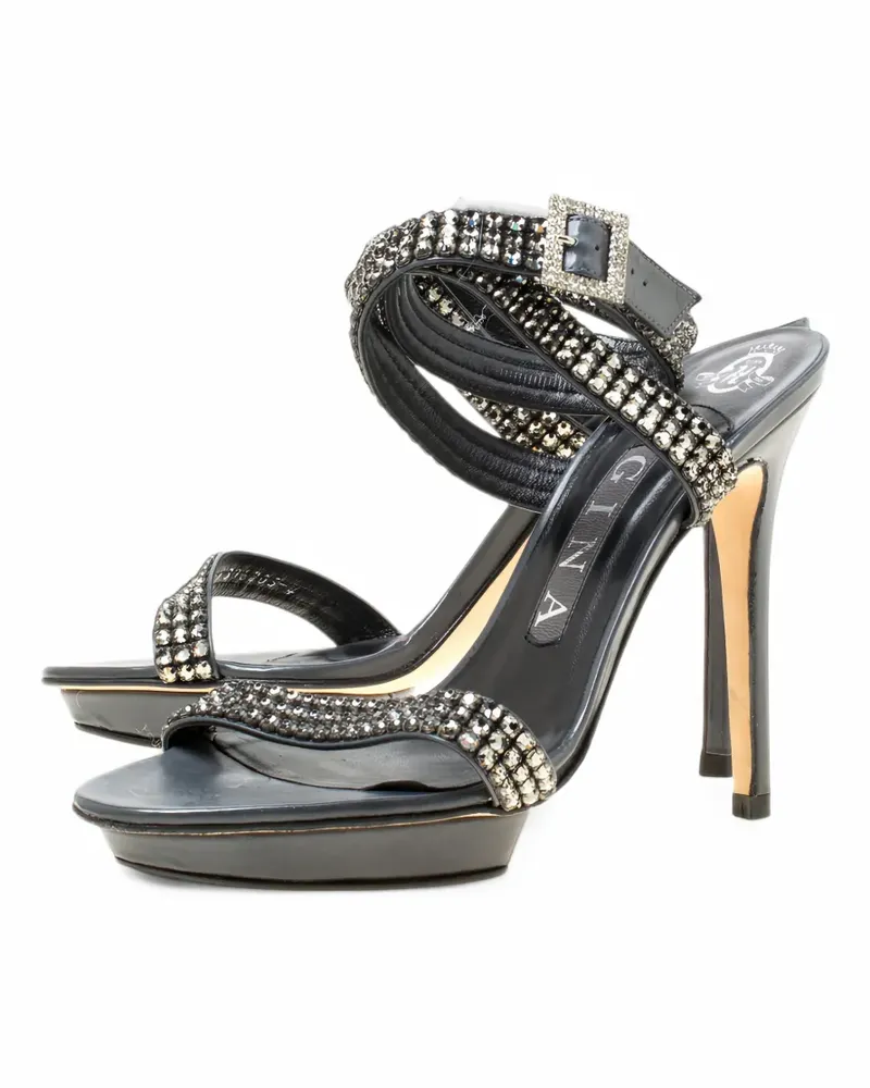 Gina embellished ankle-strap sandals - Grau Grau