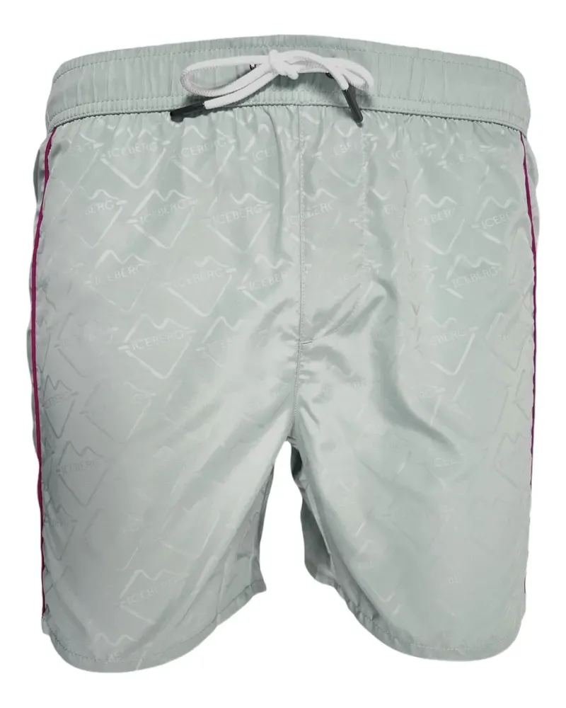 Iceberg Logo-Badeshorts mit Seitenstreifen - Grün Grün
