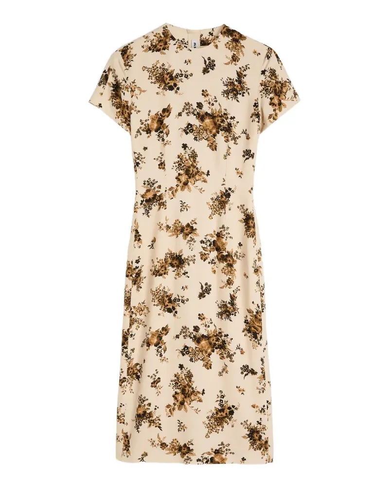 Jil Sander Midikleid mit Blumenprint - Nude Nude