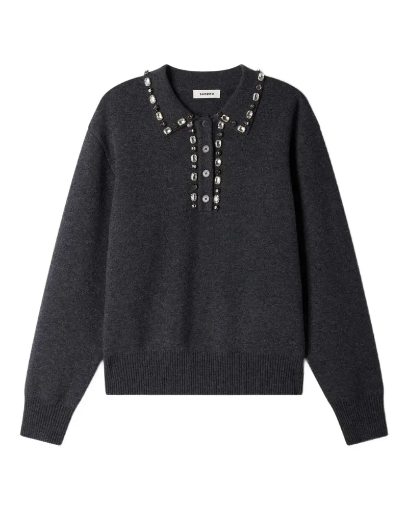 Sandro Pullover mit Kristallen - Grau Grau