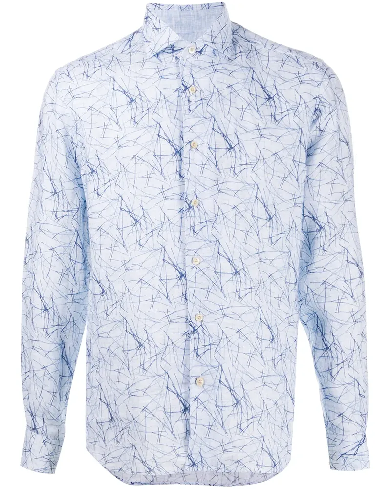 Corneliani Hemd mit abstraktem Print - Blau Blau
