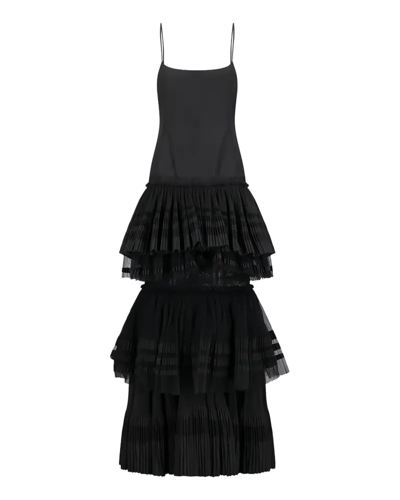 Blumarine pleated tiered maxi dress - Schwarz Schwarz