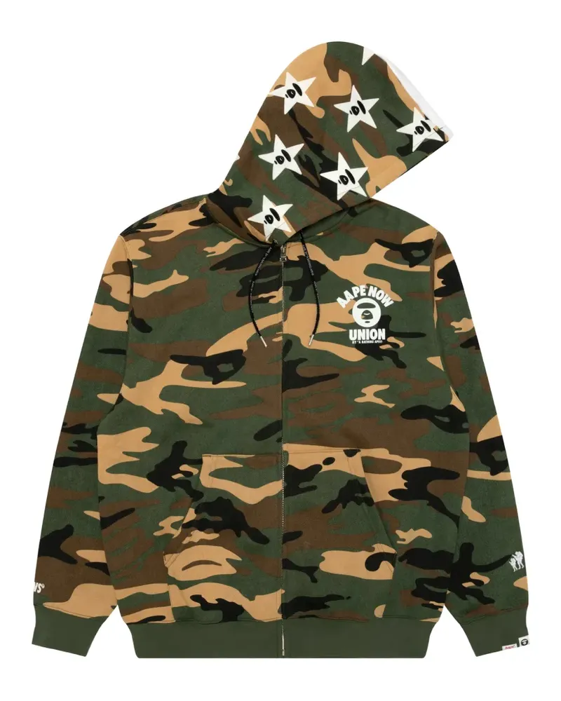 BAPE Kapuzenjacke mit Camouflage-Print - Grün Grün