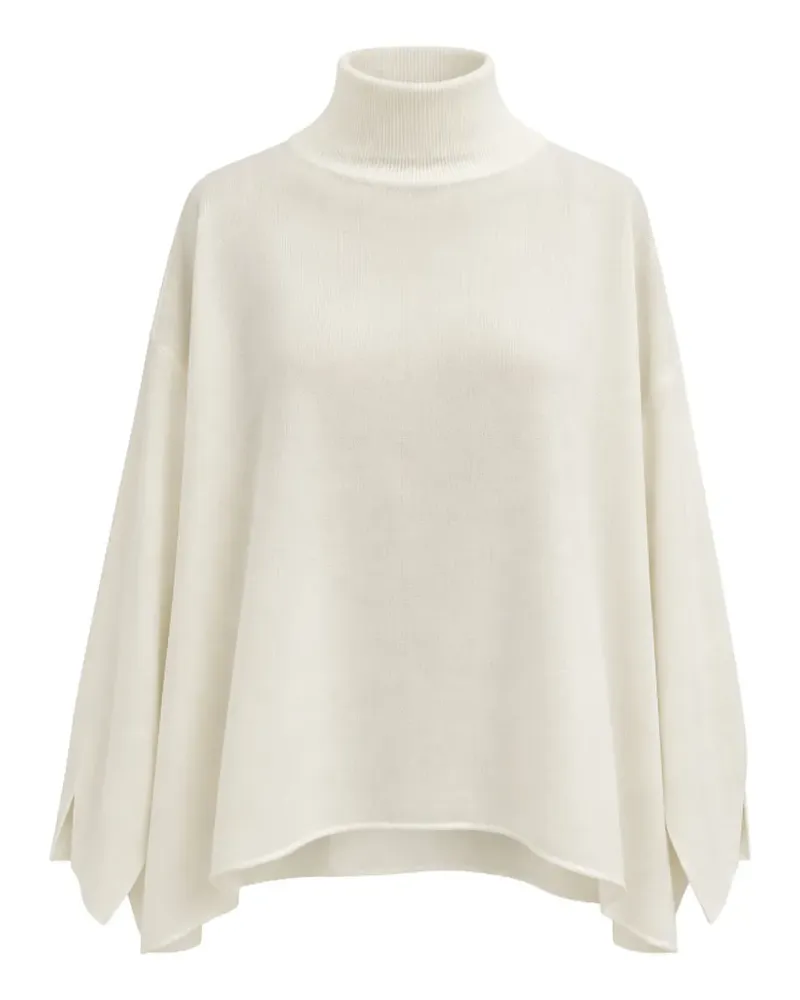Liviana Conti Stehkragen-Pullover im Poncho-Style - Weiß Weiß