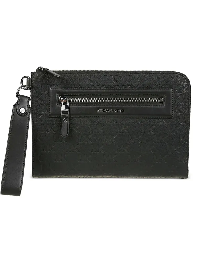 Michael Kors logo-embossed leather pouch - Schwarz Schwarz