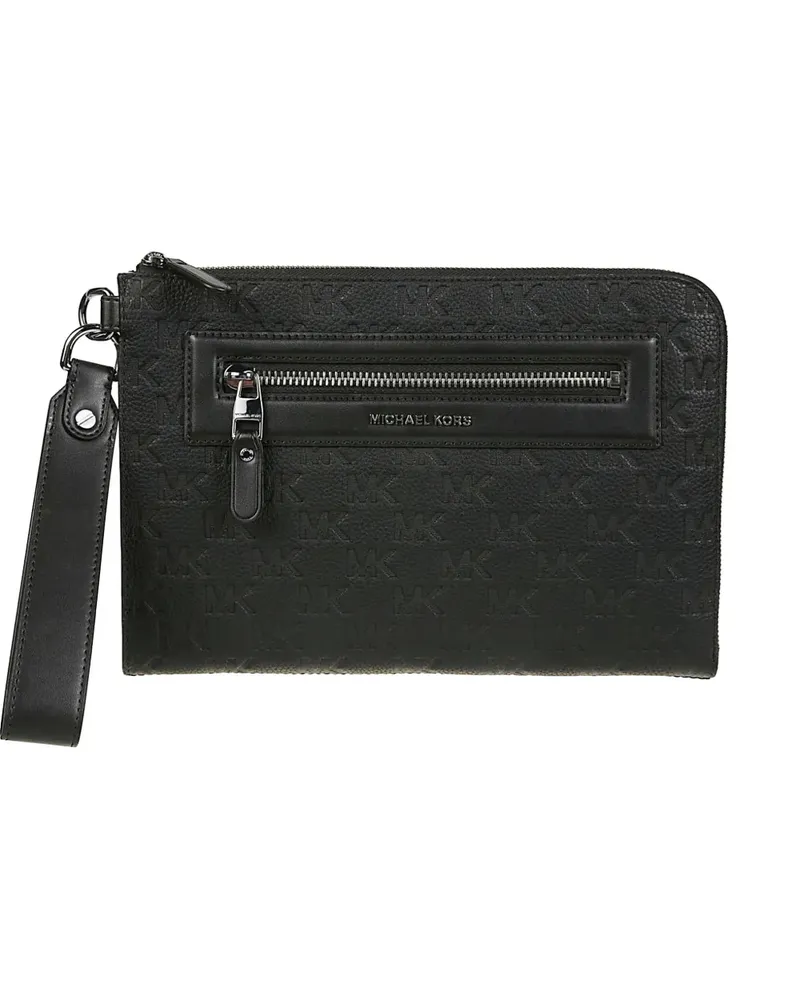 Michael Kors logo-embossed leather pouch - Schwarz Schwarz