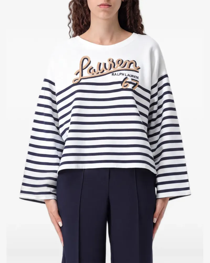 Ralph Lauren Gestreifter Pullover mit Logo - Weiß Weiß