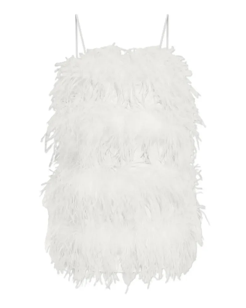 Oséree feather-embellished satin mini dress - Weiß Weiß