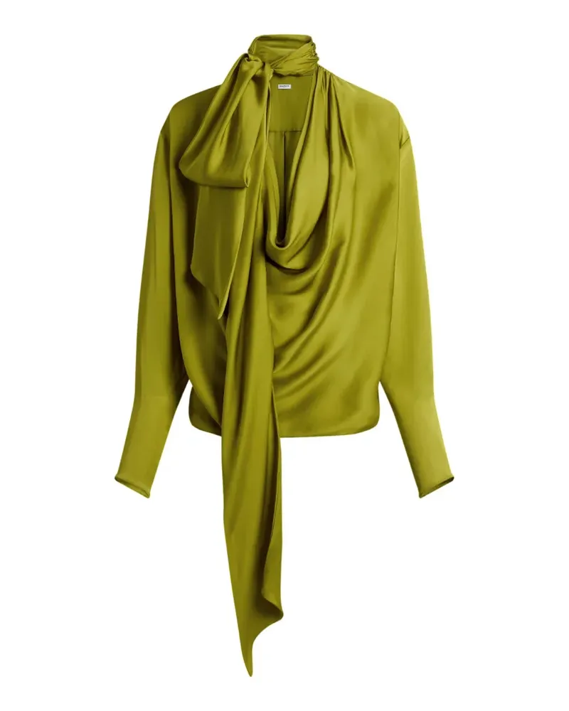 Balmain Drapierte Bluse aus Seidenchiffon - Grün Grün