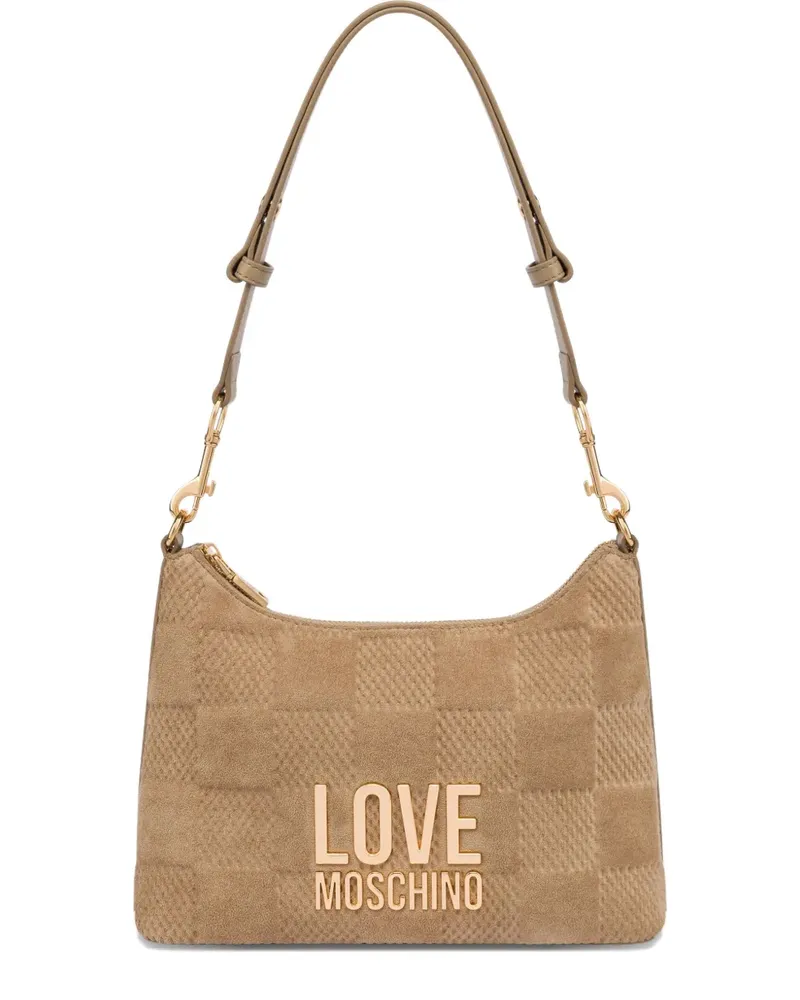 Moschino Schultertasche mit Karomuster - Nude Nude
