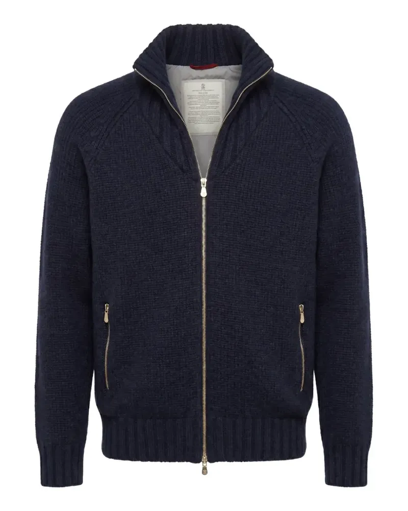 Brunello Cucinelli chunky-knit zip-up cardigan - Blau Blau