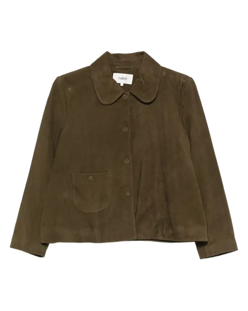 ba&sh Lederjacke mit klassischem Kragen - Grün Grün