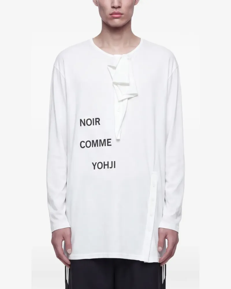 Yohji Yamamoto button long-sleeve T-shirt - Weiß Weiß