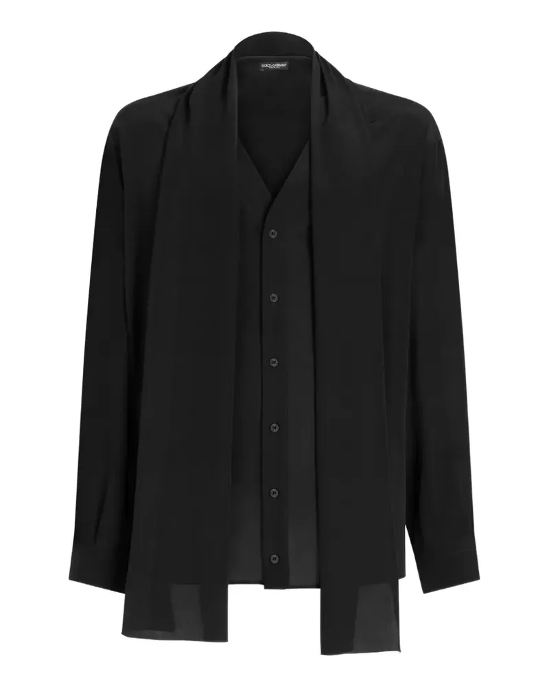 Dolce & Gabbana Seidenhemd aus Crêpe de Chine - Schwarz Schwarz