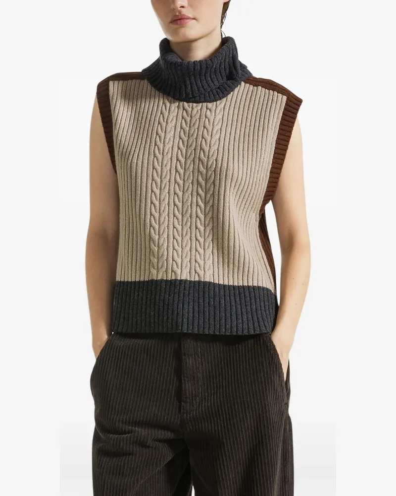Seventy cable-knit roll-neck vest - Nude Nude