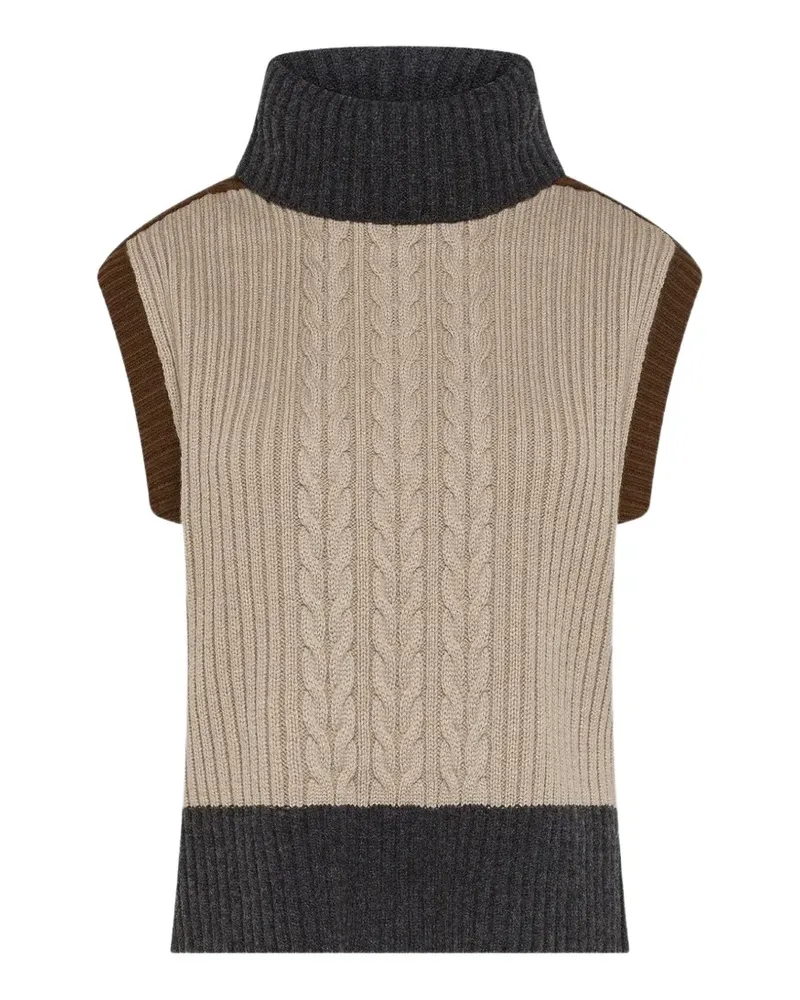 Seventy cable-knit roll-neck vest - Nude Nude