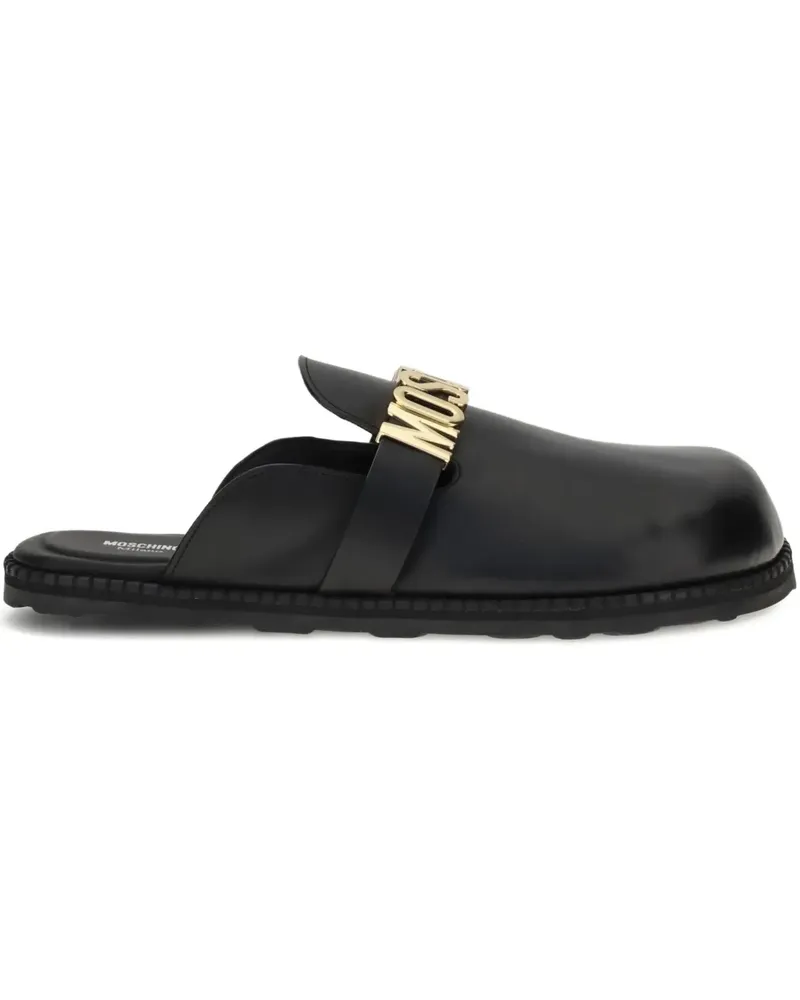 Moschino Mules mit Logo-Schild - Schwarz Schwarz