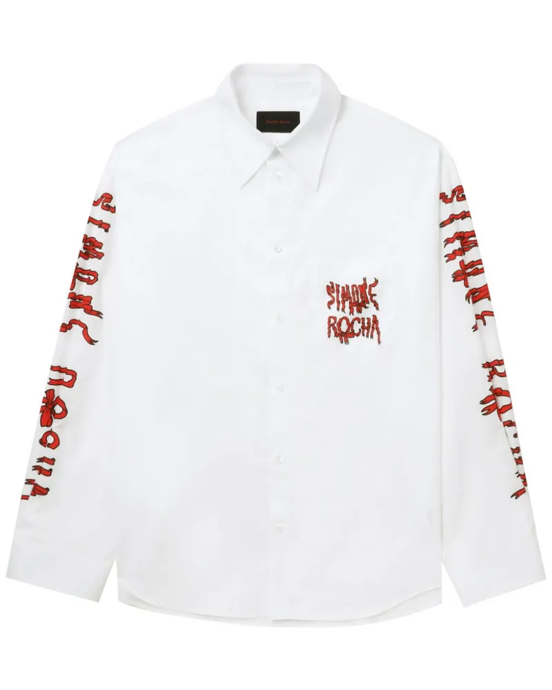 Simone Rocha Hemd mit Logo-Print - Weiß Weiß