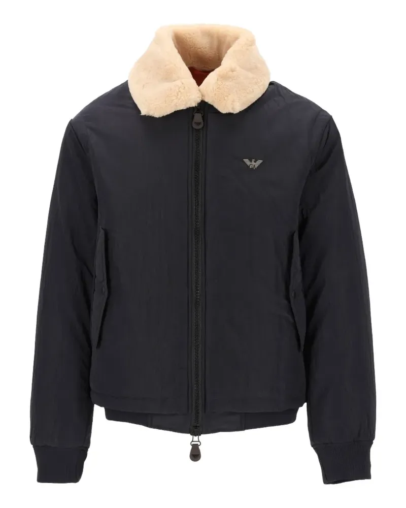 Emporio Armani logo-patch padded jacket - Blau Blau