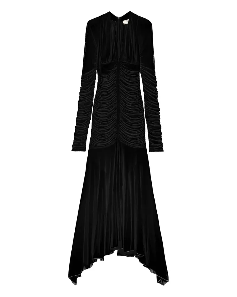 Blumarine Gerafftes Abendkleid mit langen Ärmeln - Schwarz Schwarz