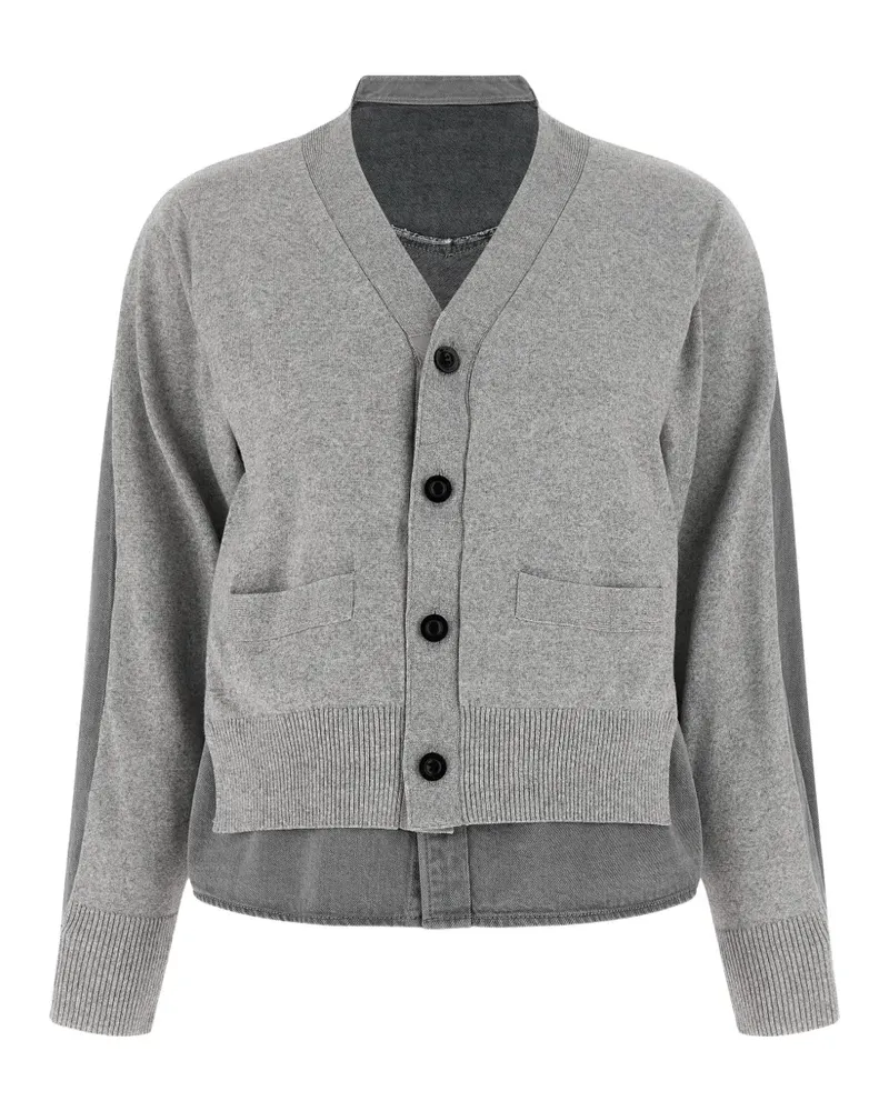 Sacai panelled cardigan - Grau Grau