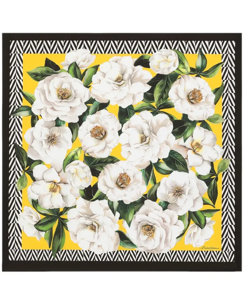 Dolce & Gabbana Schal mit Blumen-Print - Schwarz Schwarz