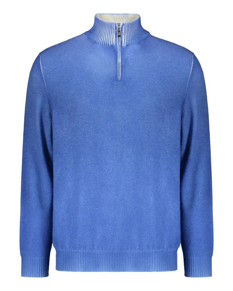 Fedeli high-collar long-sleeve cashmere sweater - Blau Blau