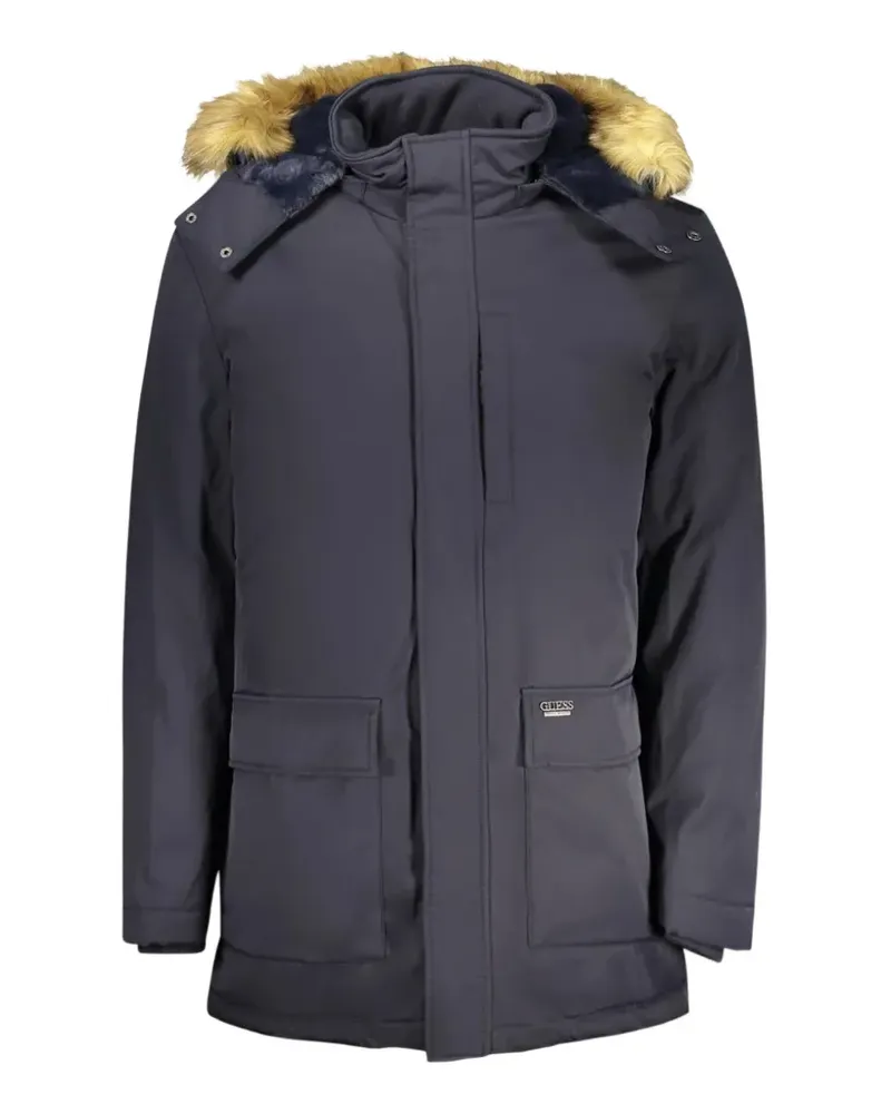 Guess faux-fur trim hooded jacket - Blau Blau