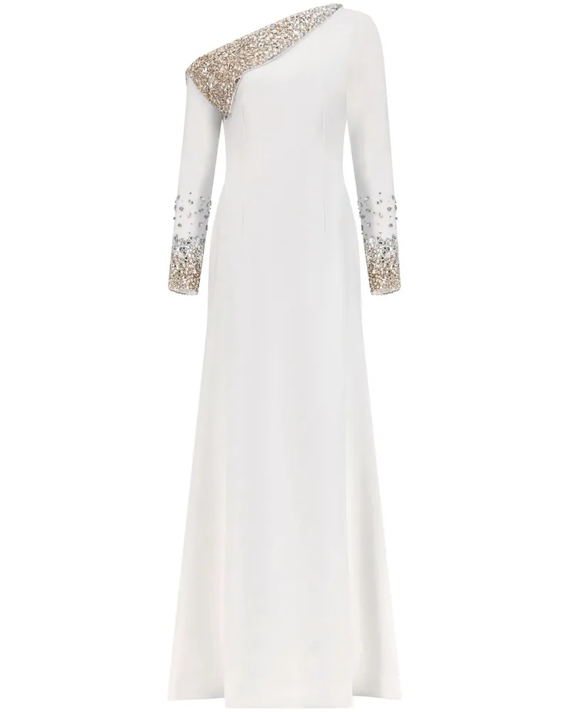 Dina Melwani Kristallverziertes Abendkleid - Weiß Weiß