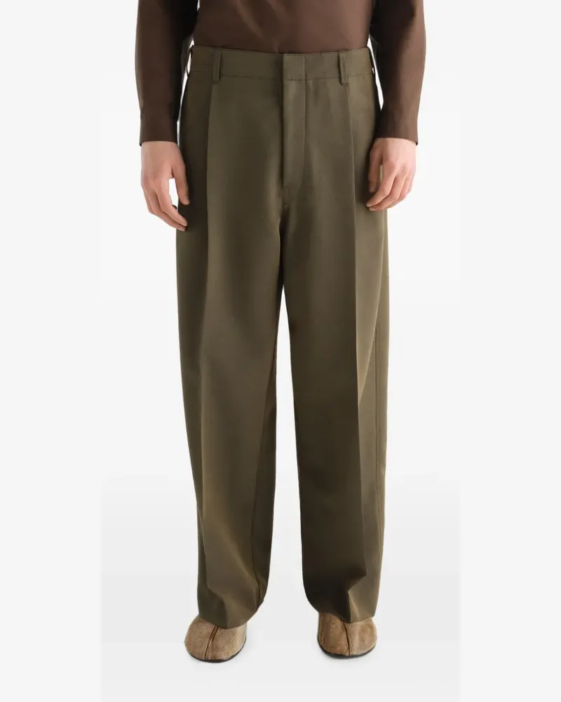 Christophe Lemaire Hose aus Wolle und Mohär mit einer Falte - Braun Braun