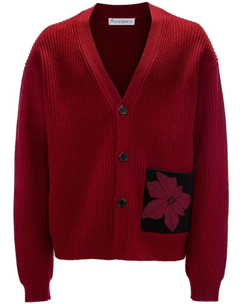 J.W.Anderson Cardigan mit beflockter Blume Rot